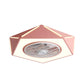 Faceted Pentagon LED Semi Flush Lamp Minimalist Metallic White/Black/Pink Ceiling Fan Lighting for Bedroom, 21.5" Wide Clearhalo 'Ceiling Fans with Lights' 'Ceiling Fans' 'Kids Ceiling Fans' 'Kids' Lighting' 1652141