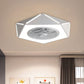 Faceted Pentagon LED Semi Flush Lamp Minimalist Metallic White/Black/Pink Ceiling Fan Lighting for Bedroom, 21.5" Wide Clearhalo 'Ceiling Fans with Lights' 'Ceiling Fans' 'Kids Ceiling Fans' 'Kids' Lighting' 1652143