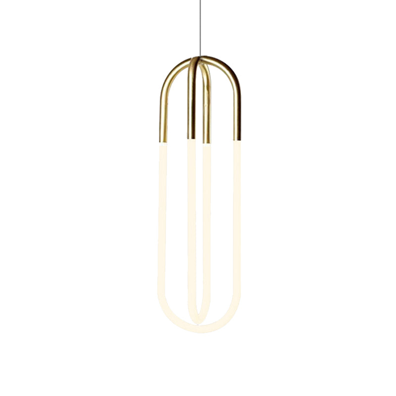 Oval Acrylic Drop Pendant Contemporary 1/2-Light Gold Hanging Ceiling Light in Warm/White/Natural Light Clearhalo 'Ceiling Lights' 'Modern Pendants' 'Modern' 'Pendant Lights' 'Pendants' Lighting' 165218