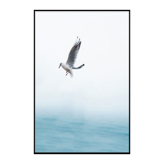 Textured Blue Wall Decor Modern Seagull Flying over Ocean Canvas Wall Art for Home Clearhalo 'Art Gallery' 'Canvas Art' 'Contemporary Art Gallery' 'Modern' Arts' 1652198
