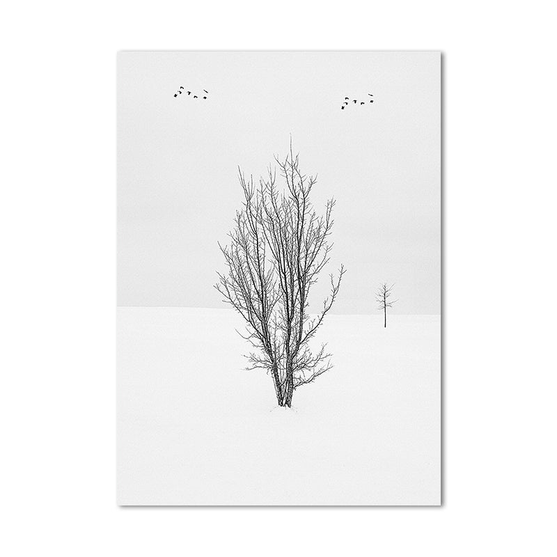 Photography Minimalistic Canvas Wall Art with Bird and Tree Scenery, Light Color Clearhalo 'Art Gallery' 'Canvas Art' 'Contemporary Art Gallery' 'Modern' Arts' 1652207