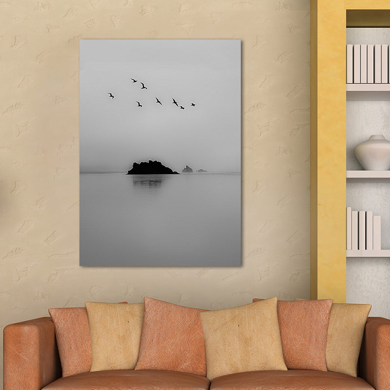Photography Minimalistic Canvas Wall Art with Bird and Tree Scenery, Light Color Clearhalo 'Art Gallery' 'Canvas Art' 'Contemporary Art Gallery' 'Modern' Arts' 1652212