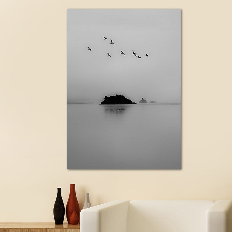 Photography Minimalistic Canvas Wall Art with Bird and Tree Scenery, Light Color Clearhalo 'Art Gallery' 'Canvas Art' 'Contemporary Art Gallery' 'Modern' Arts' 1652213