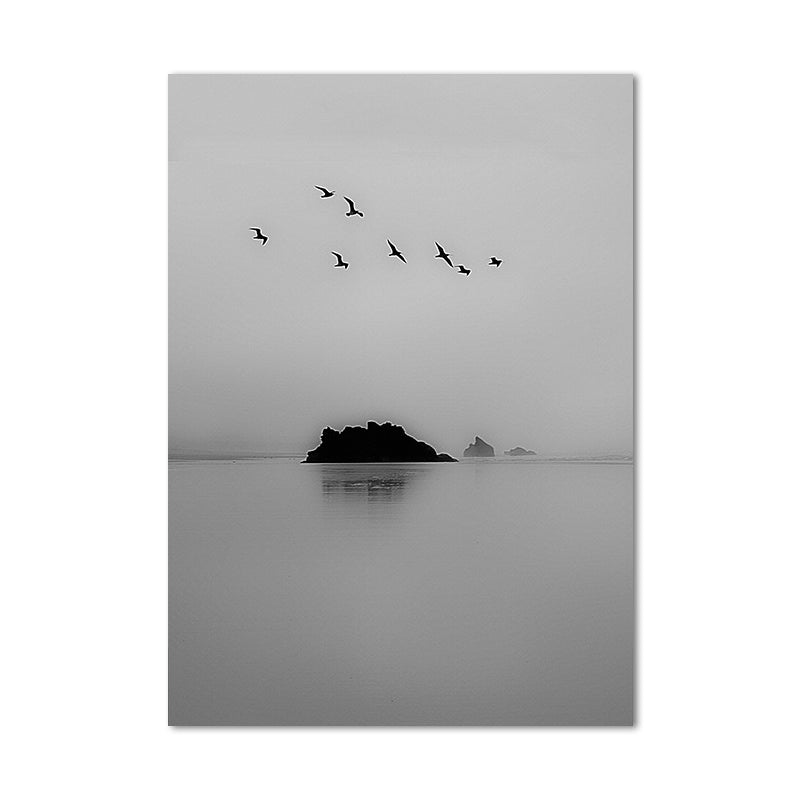 Photography Minimalistic Canvas Wall Art with Bird and Tree Scenery, Light Color Clearhalo 'Art Gallery' 'Canvas Art' 'Contemporary Art Gallery' 'Modern' Arts' 1652214