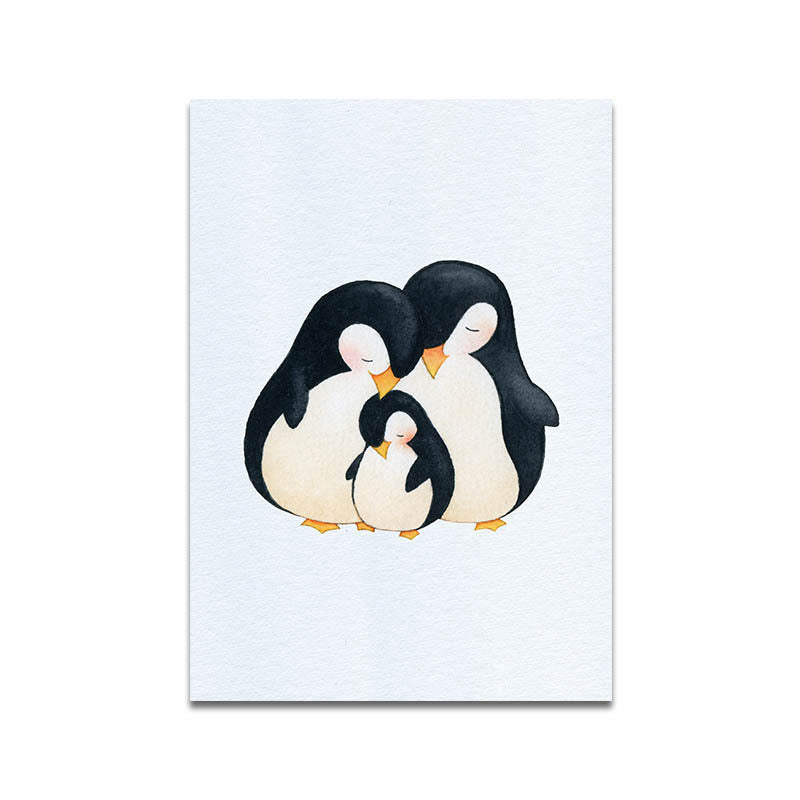 Textured White Wall Art Decor Modernist Cute Penguin Wrapped Canvas for Children Bedroom Clearhalo 'Art Gallery' 'Canvas Art' 'Kids' Arts' 1652230