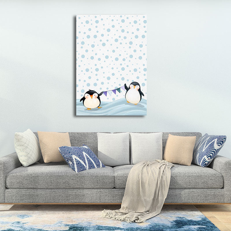 Textured White Wall Art Decor Modernist Cute Penguin Wrapped Canvas for Children Bedroom White Design 3 Clearhalo 'Art Gallery' 'Canvas Art' 'Kids' Arts' 1652231