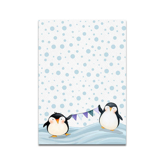Textured White Wall Art Decor Modernist Cute Penguin Wrapped Canvas for Children Bedroom Clearhalo 'Art Gallery' 'Canvas Art' 'Kids' Arts' 1652234