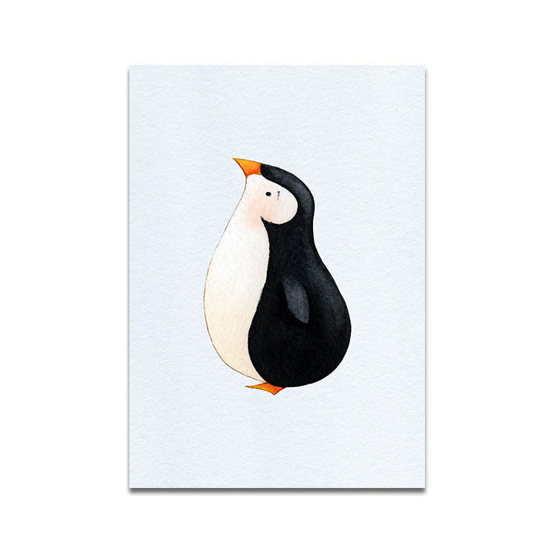 Textured White Wall Art Decor Modernist Cute Penguin Wrapped Canvas for Children Bedroom Clearhalo 'Art Gallery' 'Canvas Art' 'Kids' Arts' 1652238