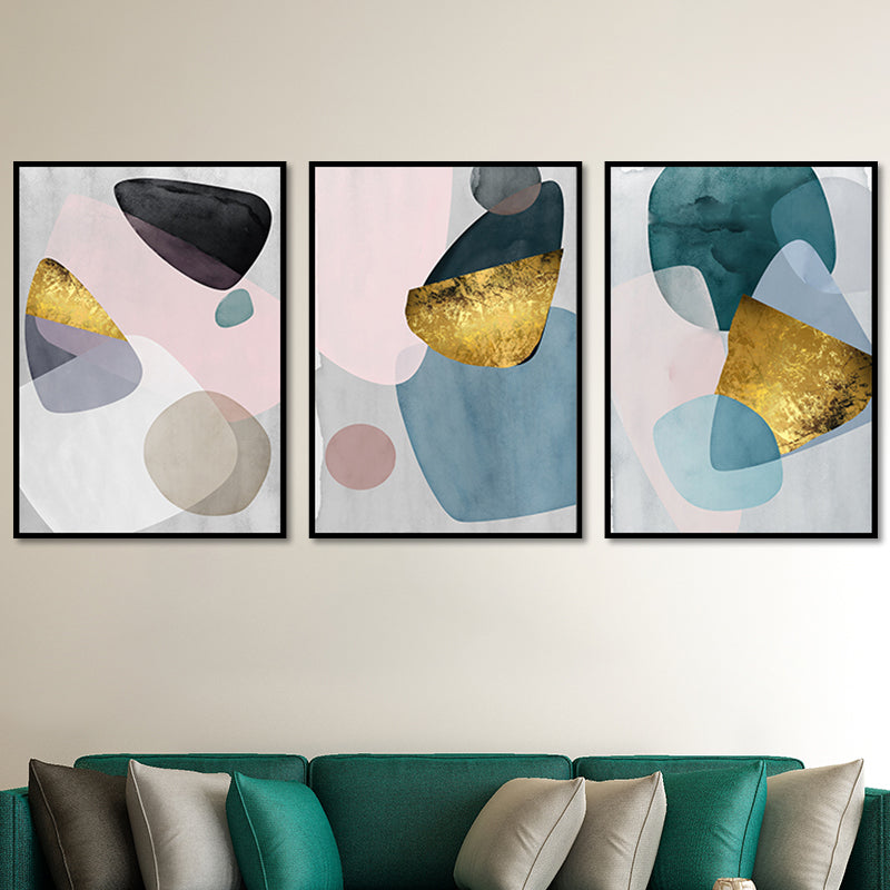 Abstract Print Wall Art Set Pastel Color Canvas Wall Decor for Living Room, Textured - Pink - Clearhalo - 'Arts' - 'Canvas Art' - 1652248