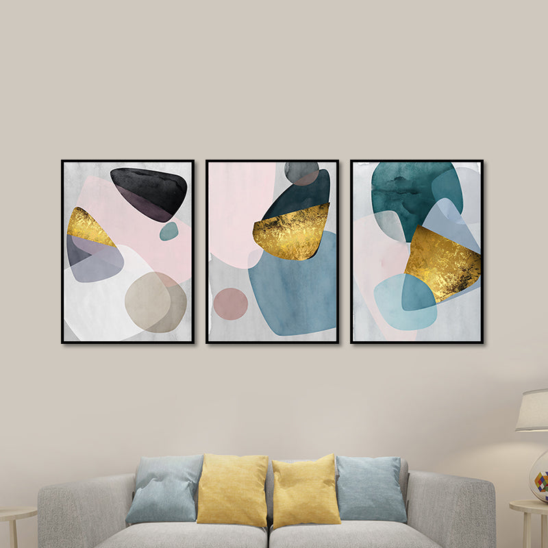 Abstract Print Wall Art Set Pastel Color Canvas Wall Decor for Living Room, Textured Clearhalo 'Arts' 'Canvas Art' 1652249