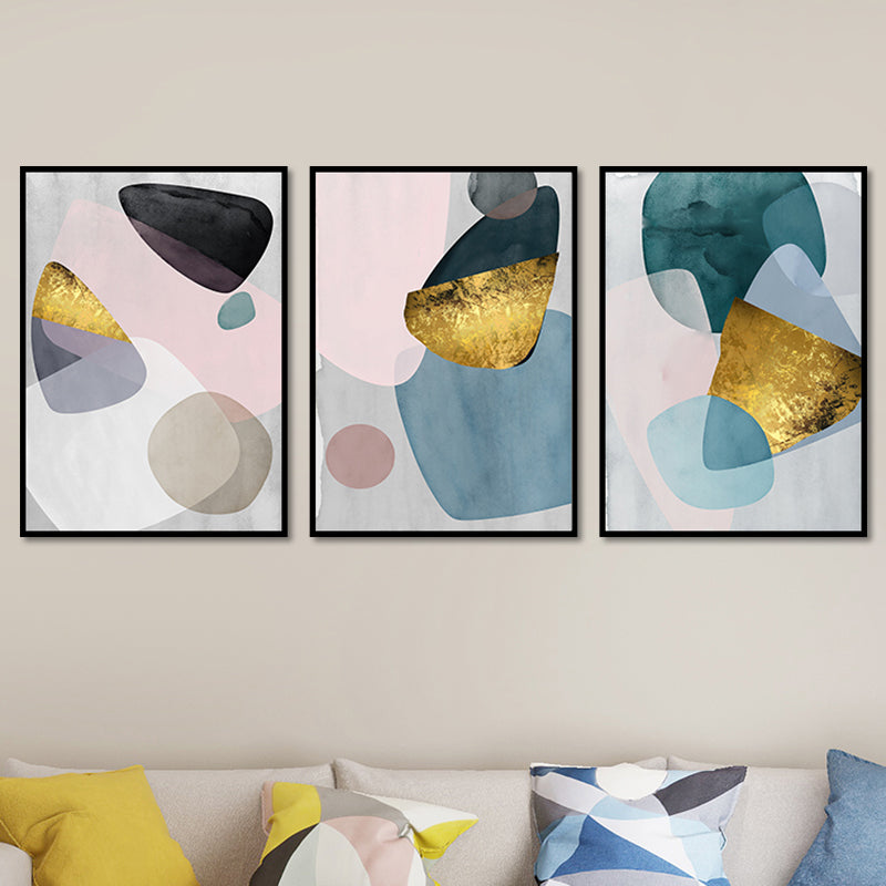 Abstract Print Wall Art Set Pastel Color Canvas Wall Decor for Living Room, Textured Clearhalo 'Arts' 'Canvas Art' 1652250