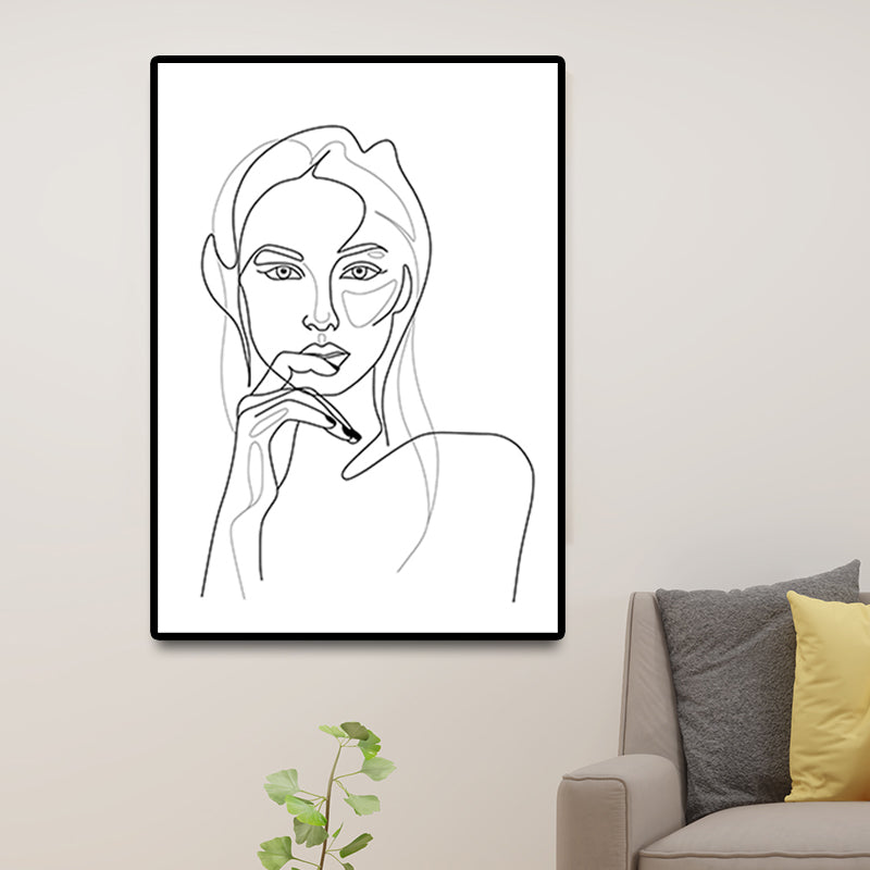Light Color Minimalism Style Canvas Figure Portrait Wall Art Print for Living Room Clearhalo 'Art Gallery' 'Canvas Art' 'Contemporary Art Gallery' 'Contemporary Art' 'Minimalism' 'Minimalist Art Gallery' 'Scandinavian' Arts' 1652255