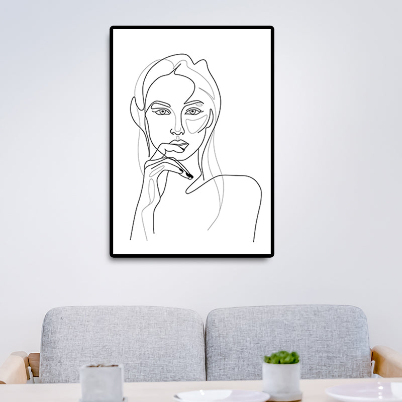 Light Color Minimalism Style Canvas Figure Portrait Wall Art Print for Living Room Clearhalo 'Art Gallery' 'Canvas Art' 'Contemporary Art Gallery' 'Contemporary Art' 'Minimalism' 'Minimalist Art Gallery' 'Scandinavian' Arts' 1652256