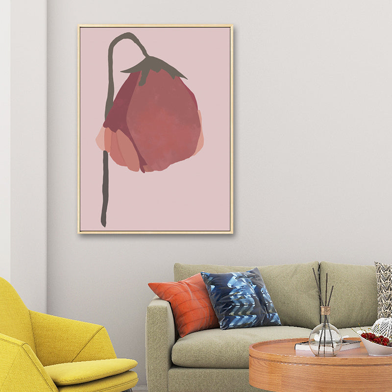 Nordic Blossom Wall Art Canvas Textured Red Painting for Living Room (Multiple Size Options) Clearhalo 'Arts' 'Canvas Art' 1652289