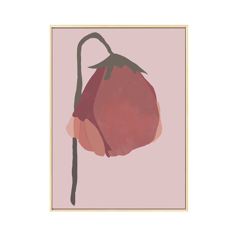 Nordic Blossom Wall Art Canvas Textured Red Painting for Living Room (Multiple Size Options) Clearhalo 'Arts' 'Canvas Art' 1652290