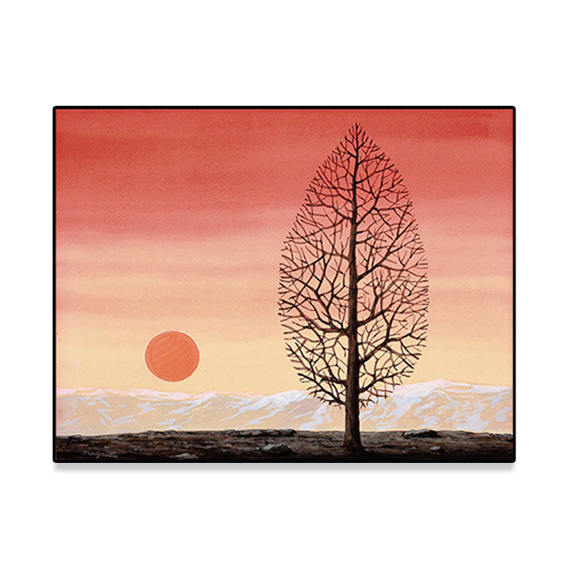 Surrealistic Magritte Forest Painting Dining Room Canvas Wall Art in Pastel Color Clearhalo 'Art Gallery' 'Canvas Art' 'Country Art Gallery' 'French Country' 'Rustic' Arts' 1652324