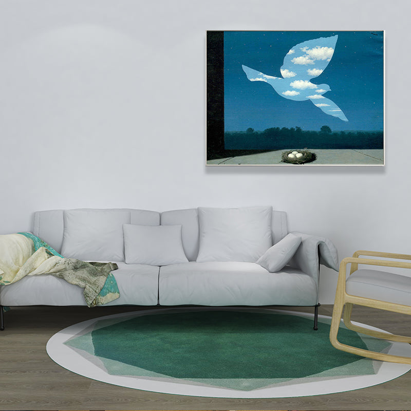 Surrealistic Magritte Forest Painting Dining Room Canvas Wall Art in Pastel Color Clearhalo 'Art Gallery' 'Canvas Art' 'Country Art Gallery' 'French Country' 'Rustic' Arts' 1652331