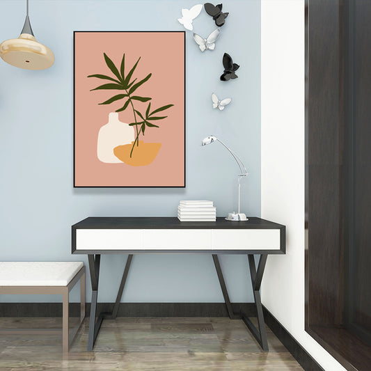 Plant in a Pot Painting Textured Scandinavian Living Room Wall Art Decor, Multiple Sizes - Clearhalo - 'Arts' - 'Canvas Art' - 1652335