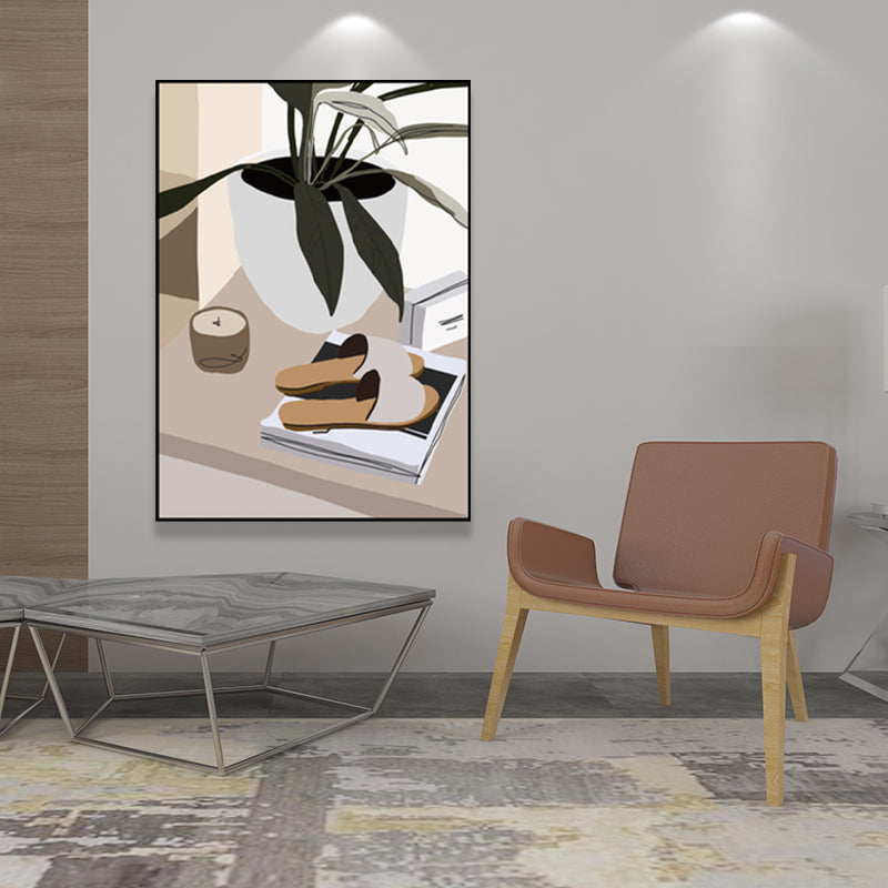 Plant in a Pot Painting Textured Scandinavian Living Room Wall Art Decor, Multiple Sizes Clearhalo 'Arts' 'Canvas Art' 1652341