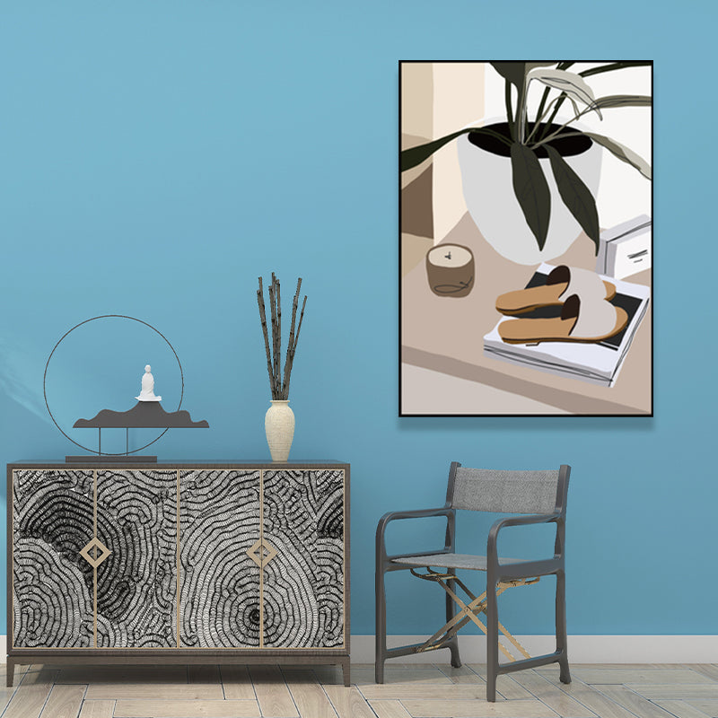 Plant in a Pot Painting Textured Scandinavian Living Room Wall Art Decor, Multiple Sizes Clearhalo 'Arts' 'Canvas Art' 1652342