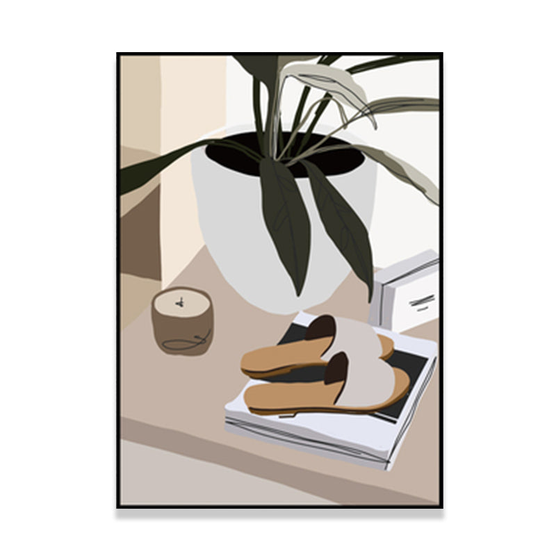 Plant in a Pot Painting Textured Scandinavian Living Room Wall Art Decor, Multiple Sizes Clearhalo 'Arts' 'Canvas Art' 1652343