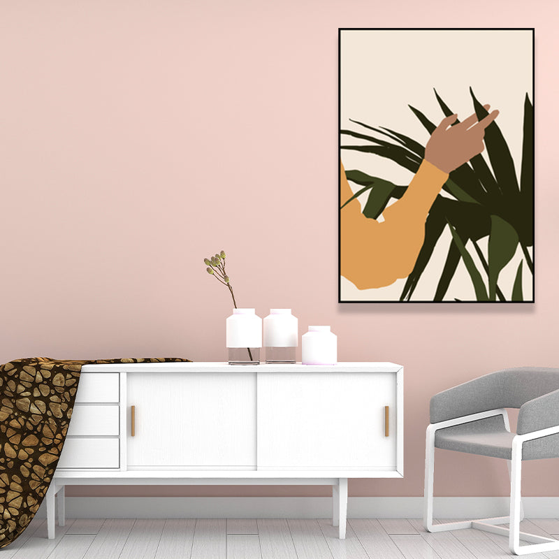 Plant in a Pot Painting Textured Scandinavian Living Room Wall Art Decor, Multiple Sizes Green Clearhalo 'Arts' 'Canvas Art' 1652344