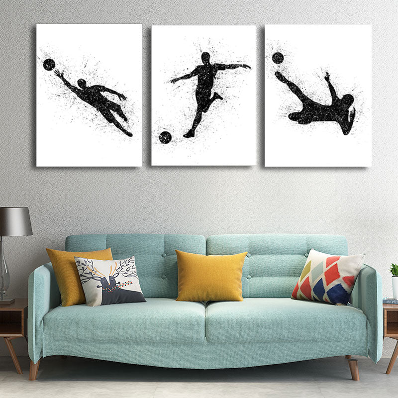 Sports Football Canvas Print Simplicity Textured Wall Art Decor in Black on White Clearhalo 'Arts' 'Canvas Art' 1652349