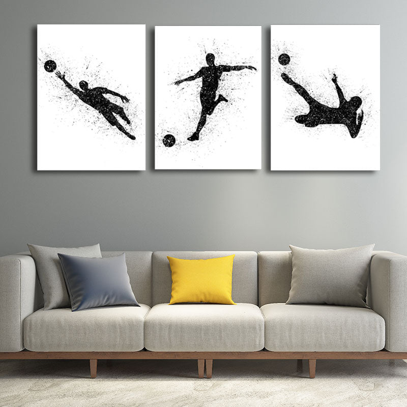 Sports Football Canvas Print Simplicity Textured Wall Art Decor in Black on White Clearhalo 'Arts' 'Canvas Art' 1652350
