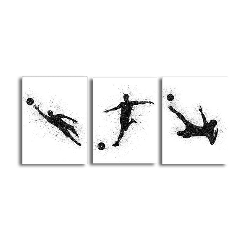 Sports Football Canvas Print Simplicity Textured Wall Art Decor in Black on White Clearhalo 'Arts' 'Canvas Art' 1652351