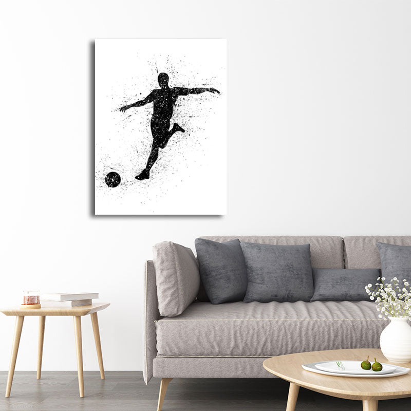Sports Football Canvas Print Simplicity Textured Wall Art Decor in Black on White Black Design 1 Clearhalo 'Arts' 'Canvas Art' 1652355