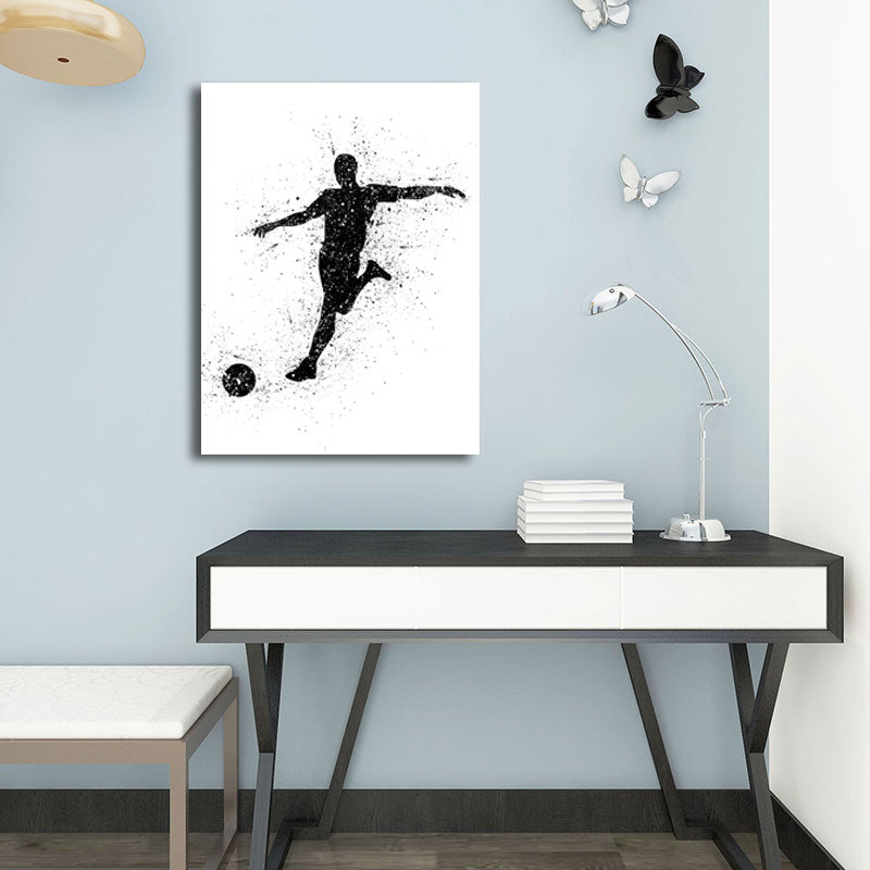 Sports Football Canvas Print Simplicity Textured Wall Art Decor in Black on White Clearhalo 'Arts' 'Canvas Art' 1652356