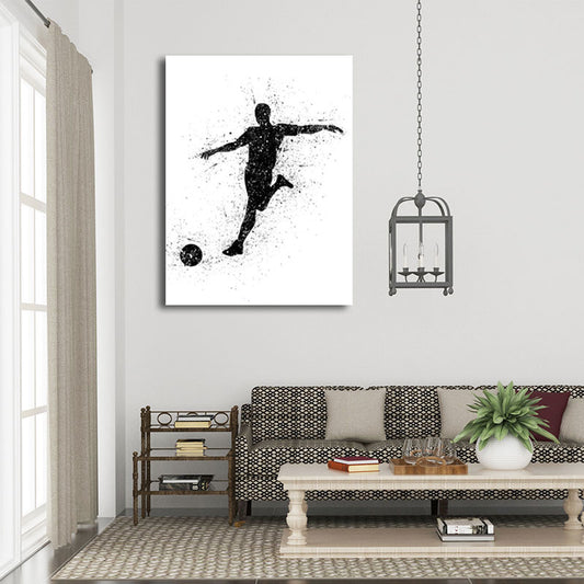 Sports Football Canvas Print Simplicity Textured Wall Art Decor in Black on White Clearhalo 'Arts' 'Canvas Art' 1652357