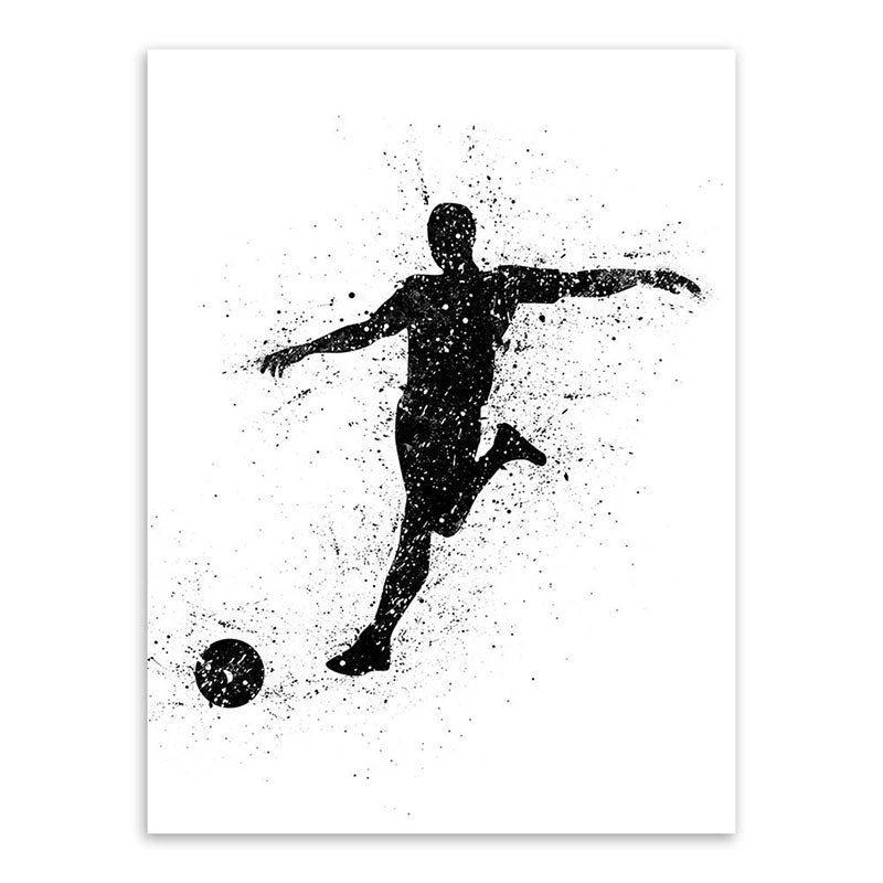 Sports Football Canvas Print Simplicity Textured Wall Art Decor in Black on White Clearhalo 'Arts' 'Canvas Art' 1652358