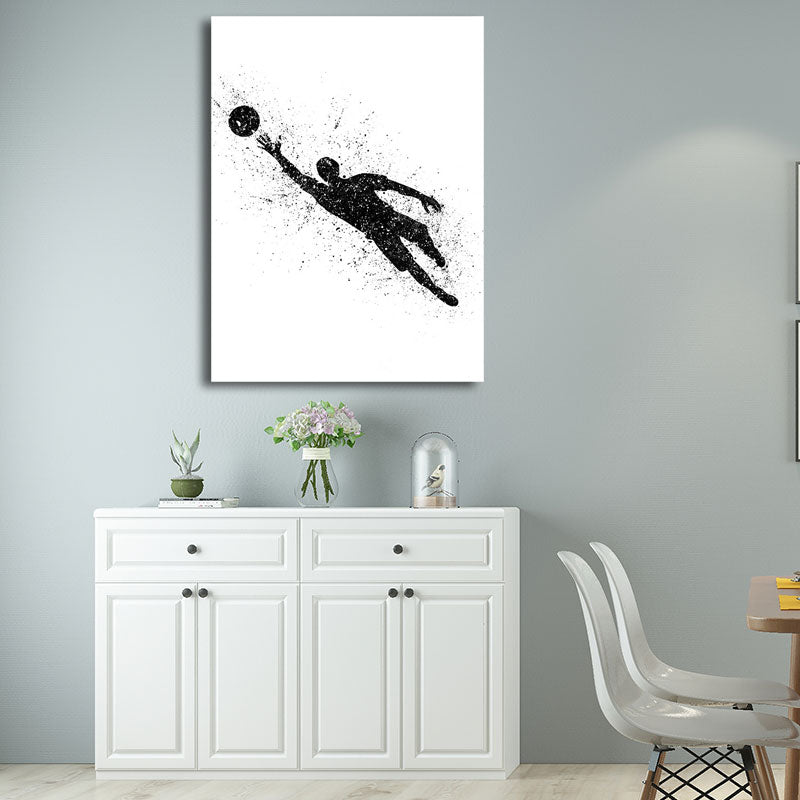 Sports Football Canvas Print Simplicity Textured Wall Art Decor in Black on White Clearhalo 'Arts' 'Canvas Art' 1652360