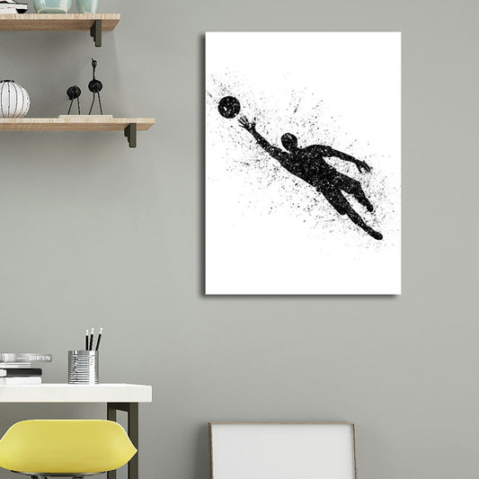 Sports Football Canvas Print Simplicity Textured Wall Art Decor in Black on White Clearhalo 'Arts' 'Canvas Art' 1652361