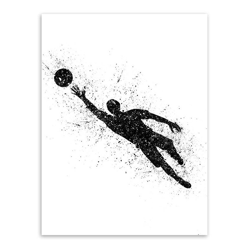 Sports Football Canvas Print Simplicity Textured Wall Art Decor in Black on White Clearhalo 'Arts' 'Canvas Art' 1652362