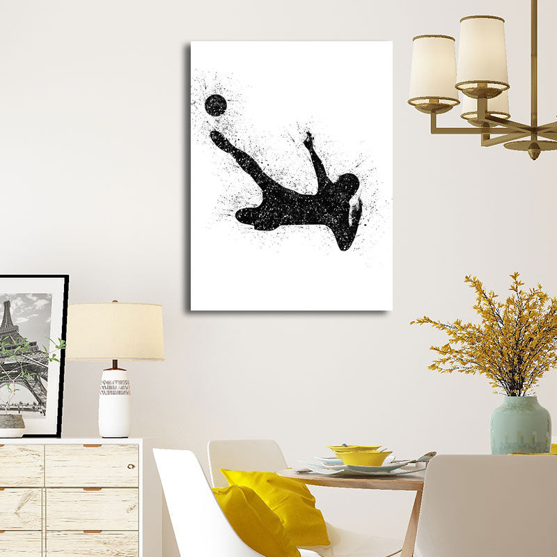 Sports Football Canvas Print Simplicity Textured Wall Art Decor in Black on White Black Design 3 Clearhalo 'Arts' 'Canvas Art' 1652363