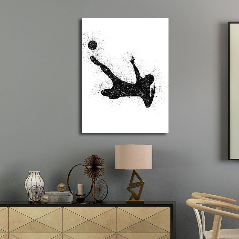 Sports Football Canvas Print Simplicity Textured Wall Art Decor in Black on White Clearhalo 'Arts' 'Canvas Art' 1652364