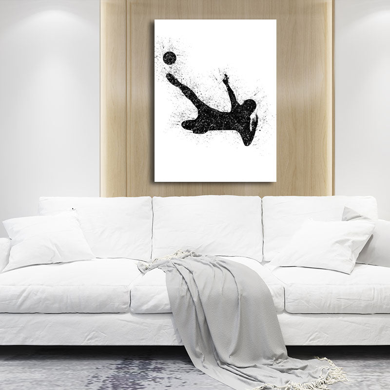 Sports Football Canvas Print Simplicity Textured Wall Art Decor in Black on White Clearhalo 'Arts' 'Canvas Art' 1652365