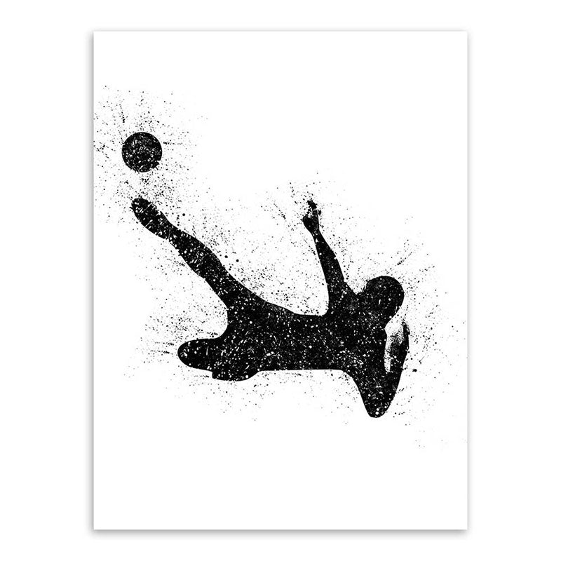 Sports Football Canvas Print Simplicity Textured Wall Art Decor in Black on White Clearhalo 'Arts' 'Canvas Art' 1652366