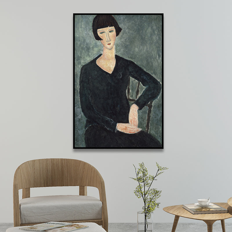 Oil Painting Portrait Canvas Textured Traditional Living Room Wall Art in Dark Color Black Clearhalo 'Art Gallery' 'Canvas Art' 'Traditional' Arts' 1652382