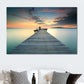 Photo Ocean Wooden Bridge Art Print Contemporary Canvas Wall Decor in Dark Color Clearhalo 'Art Gallery' 'Canvas Art' 'Contemporary Art Gallery' 'Modern' Arts' 1652429
