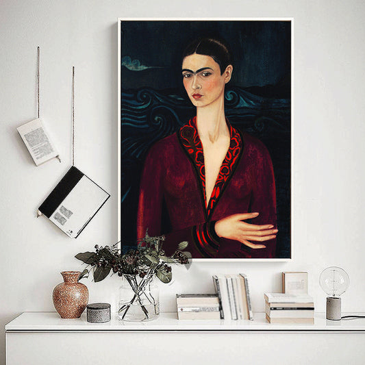 Elegant Model Portrait Painting for Girls Bedroom Figure Canvas Wall Art in Purple Red Clearhalo 'Art Gallery' 'Canvas Art' 'Traditional' Arts' 1652432