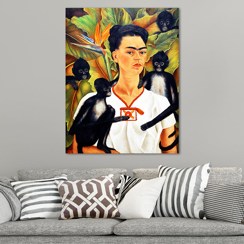 Elegant Model Portrait Painting for Girls Bedroom Figure Canvas Wall Art in Purple Clearhalo 'Art Gallery' 'Canvas Art' 'Traditional' Arts' 1652440