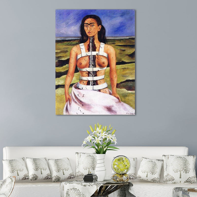 Elegant Model Portrait Painting for Girls Bedroom Figure Canvas Wall Art in Purple Clearhalo 'Art Gallery' 'Canvas Art' 'Traditional' Arts' 1652448