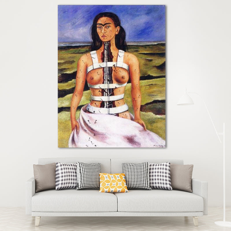 Elegant Model Portrait Painting for Girls Bedroom Figure Canvas Wall Art in Purple Clearhalo 'Art Gallery' 'Canvas Art' 'Traditional' Arts' 1652449