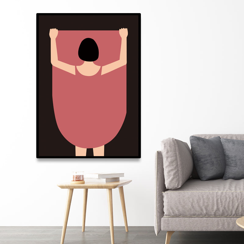 Undressed People Canvas Wall Art Pastel Color Scandinavian Painting for Living Room Clearhalo 'Arts' 'Canvas Art' 1652453