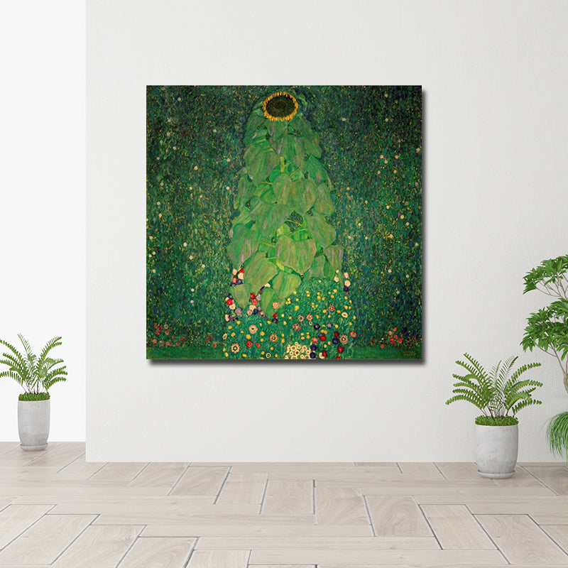 Picturesque Log Cabin Painting for Living Room Town Scenery Canvas Wall Art in Green Clearhalo 'Art Gallery' 'Canvas Art' 'Country Art Gallery' 'French Country' 'Rustic' Arts' 1652493