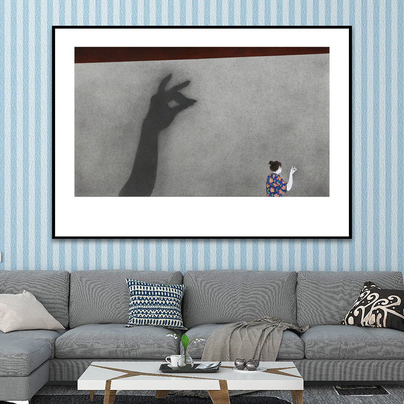 Illustrations People Wall Art Cartoon Textured Canvas Print in Pastel Color for Bedroom Clearhalo 'Art Gallery' 'Canvas Art' 'Kids' Arts' 1652501