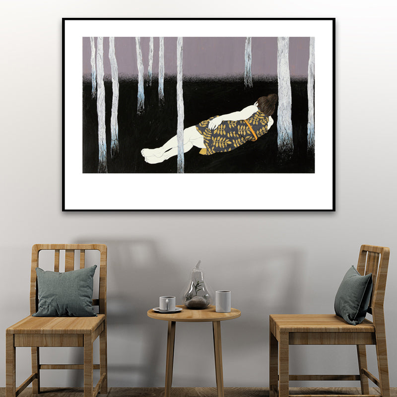 Illustrations People Wall Art Cartoon Textured Canvas Print in Pastel Color for Bedroom Clearhalo 'Art Gallery' 'Canvas Art' 'Kids' Arts' 1652507